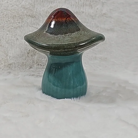 Ceramic Teal/Brown Decor Mushroom - Picture 4 of 4